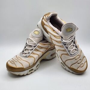 Nike Air Max Plus TN Tuned Gold White Sneakers Men's 10 605112-054